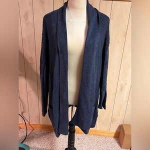 Cute blue cardigan with crochet like design. Christopher and banks size 2x